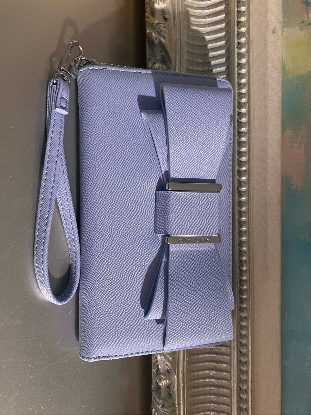 Betsey Johnson Periwinkle Bow Wristlet Clutch